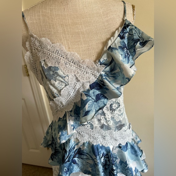 Anthropologie BHLDN Elora Sleeveless V-Neck Ruffle Lace Maxi Dress size 8 - Picture 5 of 11